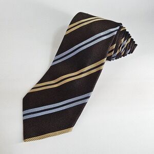 Nicky Milano Tie Woven Brown Blue 100% Silk Made In Italy Textured Hand Made